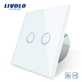 Livolo Smart Switch Стандарт ЕС Серый Люкс Хрустальное Стекло Панели 2-канальный 2-х сторонний беспроводной пульт дистанционного управления настенный светильник 220 В